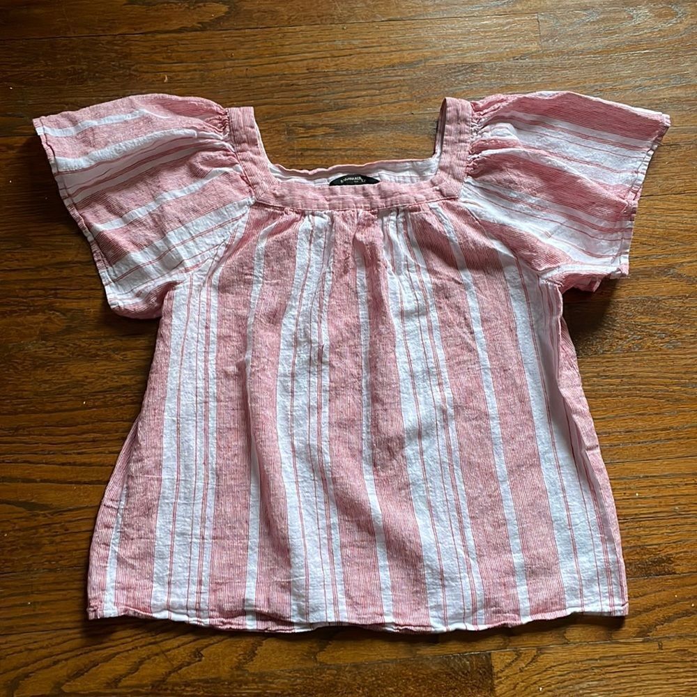 Banana Republic Off the Shoulder Red & White Striped Top